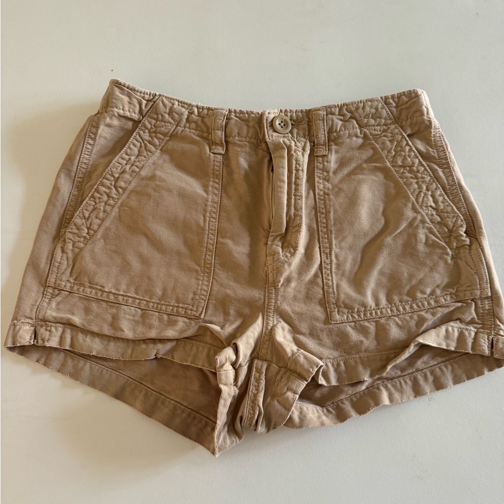 Aerie Tan High Waist Shorts with Relaxed Fit